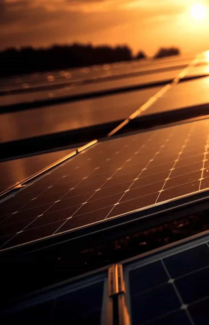 Panouri fotovoltaice instalate pe intr-un parc fotovoltaic