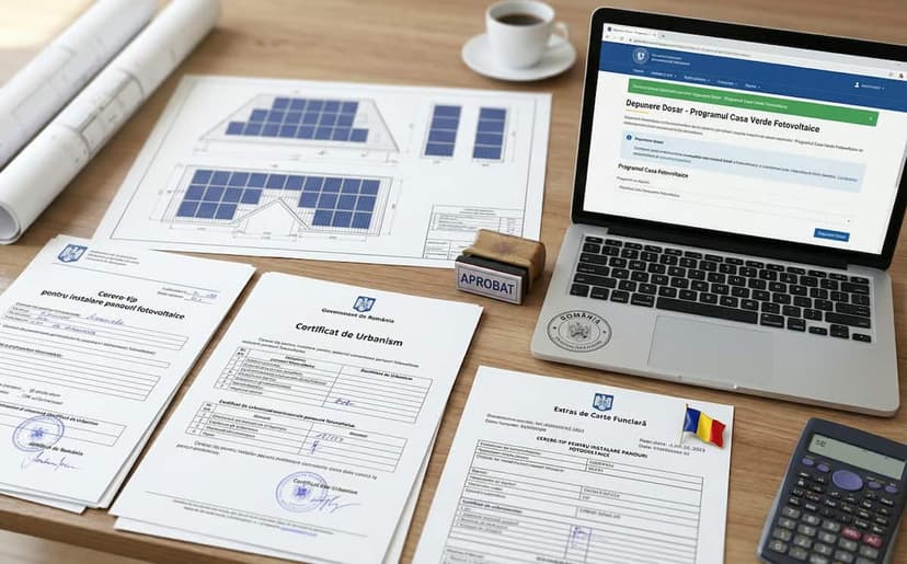 Acte necesare conform legislației pentru amplasarea și montarea panourilor fotovoltaice: cereri, aprobări, avize și dosar Casa Verde